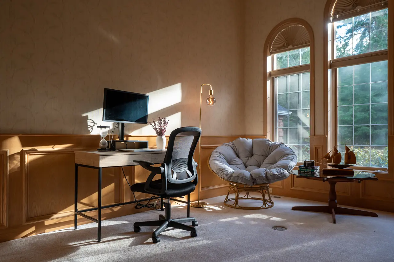 Your private office ideal for remote work. External monitor provided for your comfort. 