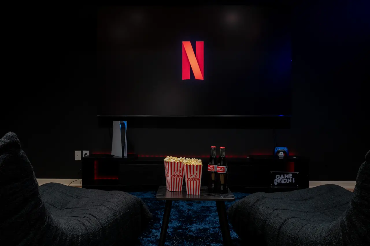 It's all here: The 100" screen, immersive surround sound, and the PlayStation 5.