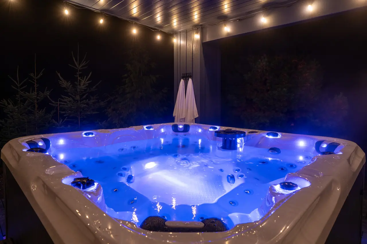 The 7-person, 70-jet hot tub spa is a guest favorite.