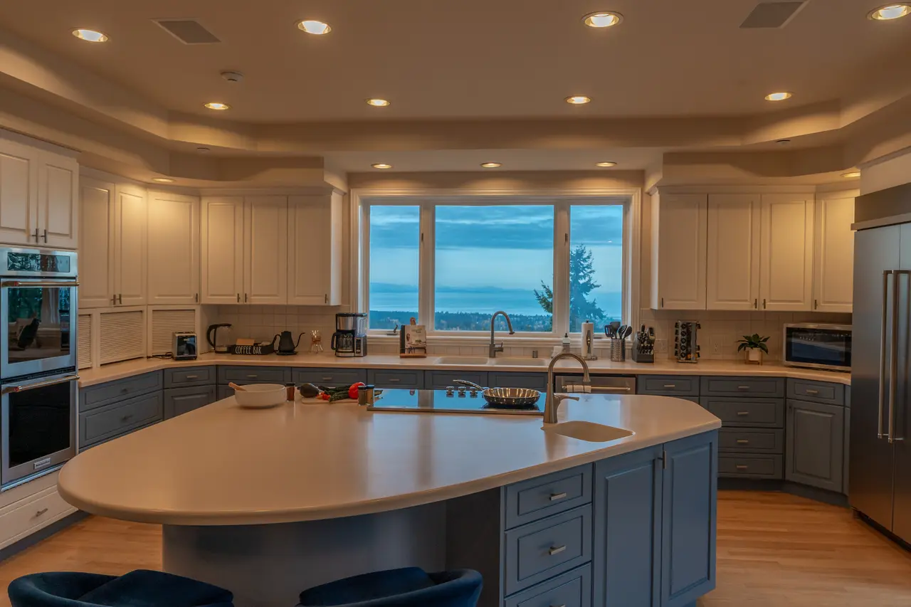 Cook with a view in this spacious chef’s kitchen, designed with everything you need.