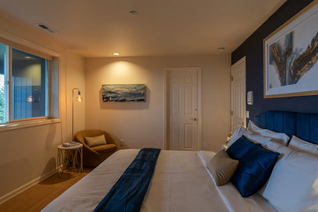 The 'Azure' suite features its own cozy reading corner.