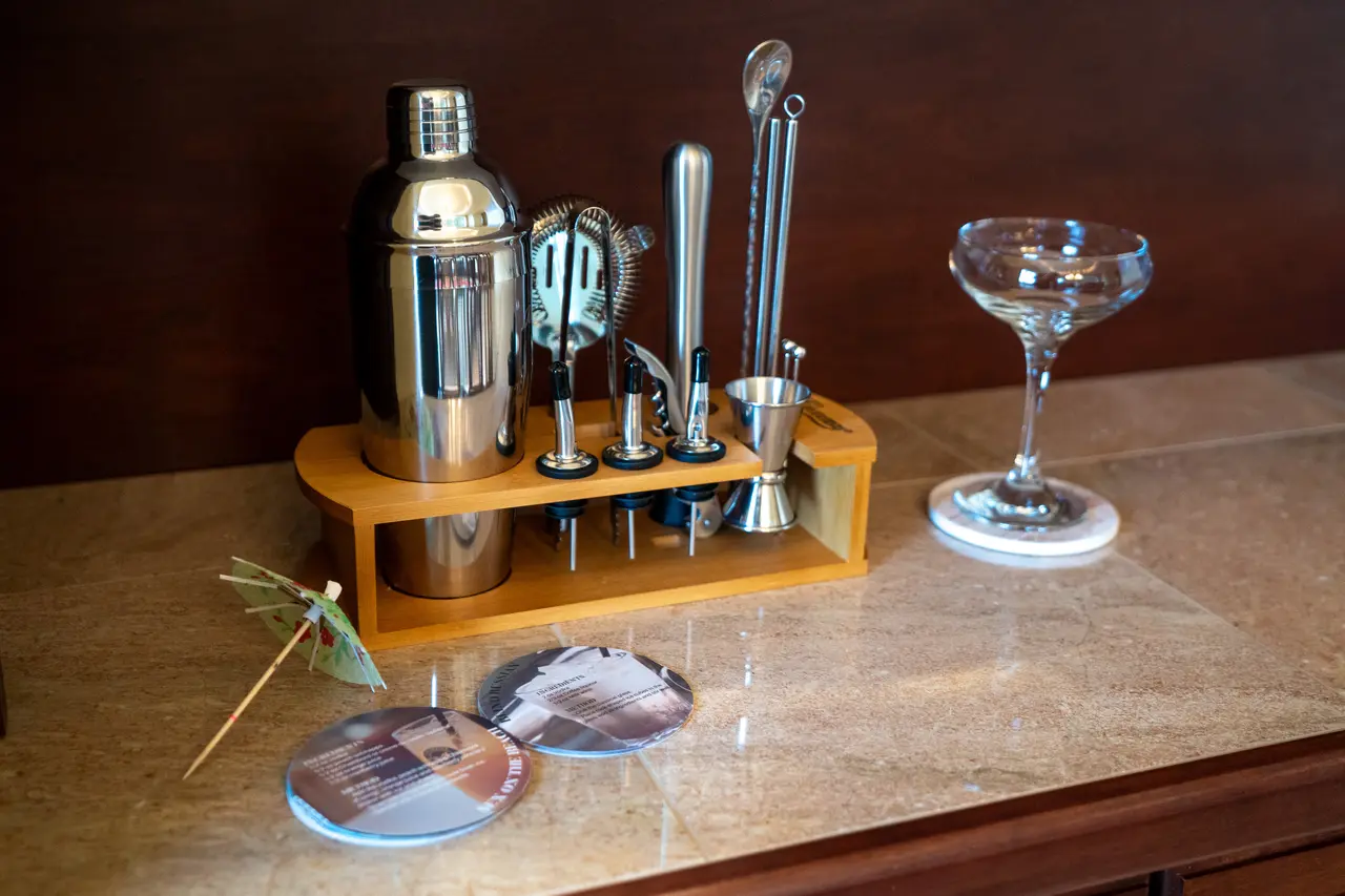 Your luxury experience includes a dedicated cocktail station.
